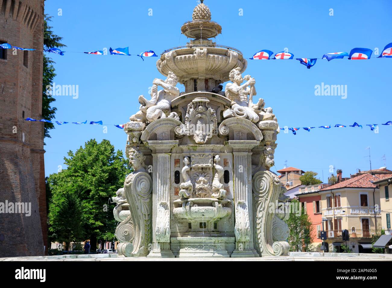 Fontana Masini (detalle), Cesena, Italia. Foto de stock