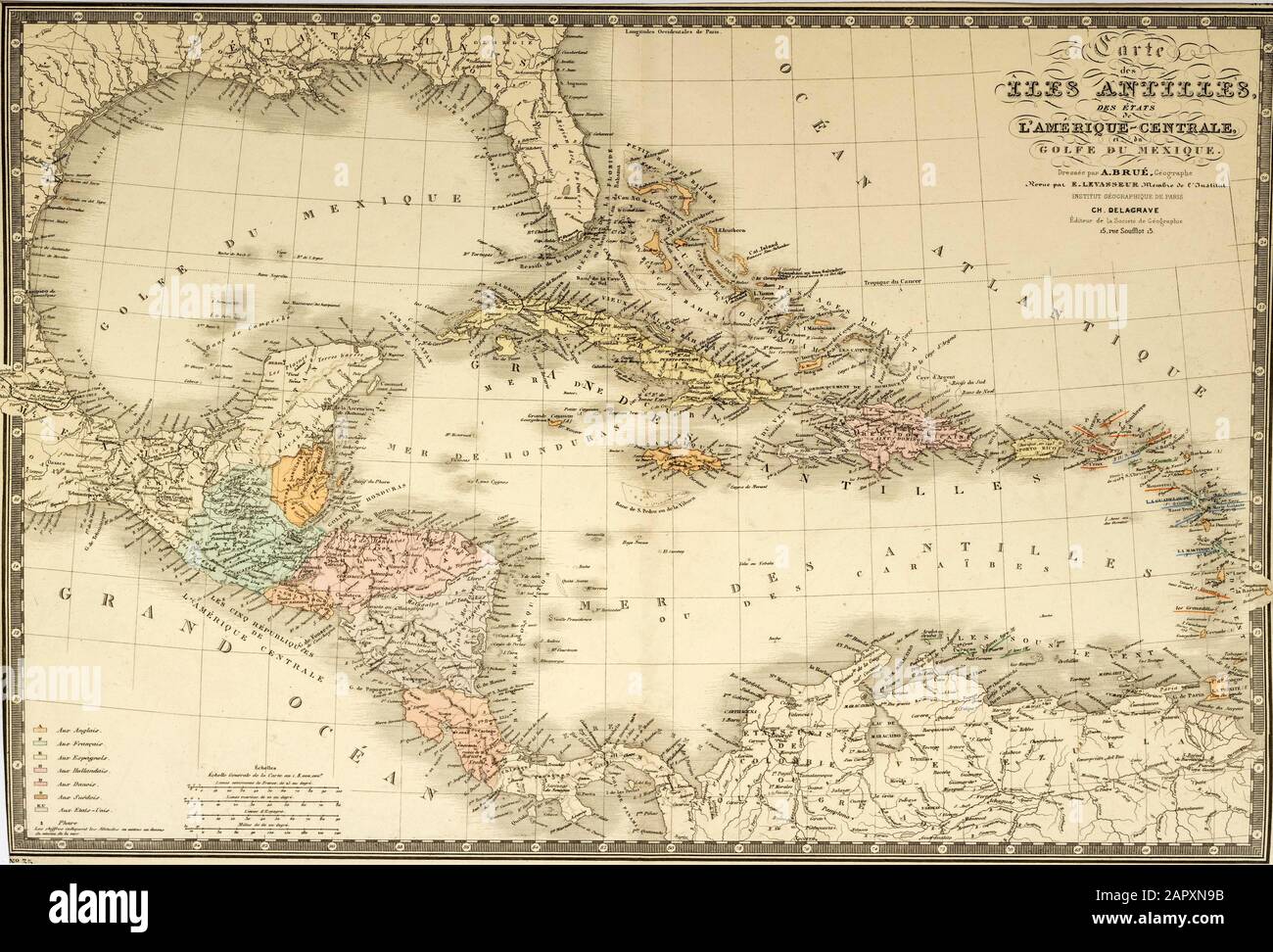 Mapa histórico alrededor de 1874, América Central y Antillas Fotografía de  stock - Alamy