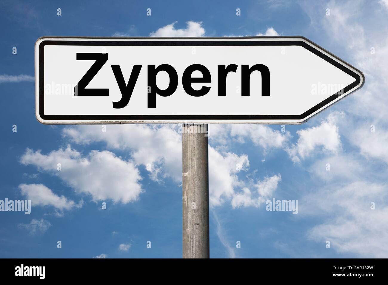 Detalle foto de un cartel con la inscripción Zypern (Chipre), Europa Foto de stock