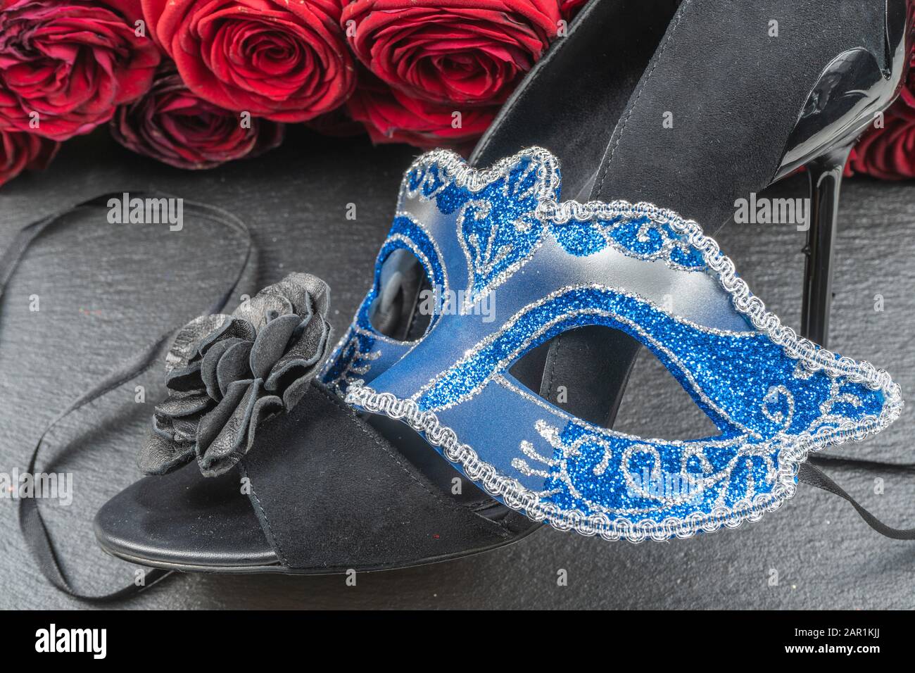 La Colombina, carnaval azul o máscara de mascarada Foto de stock
