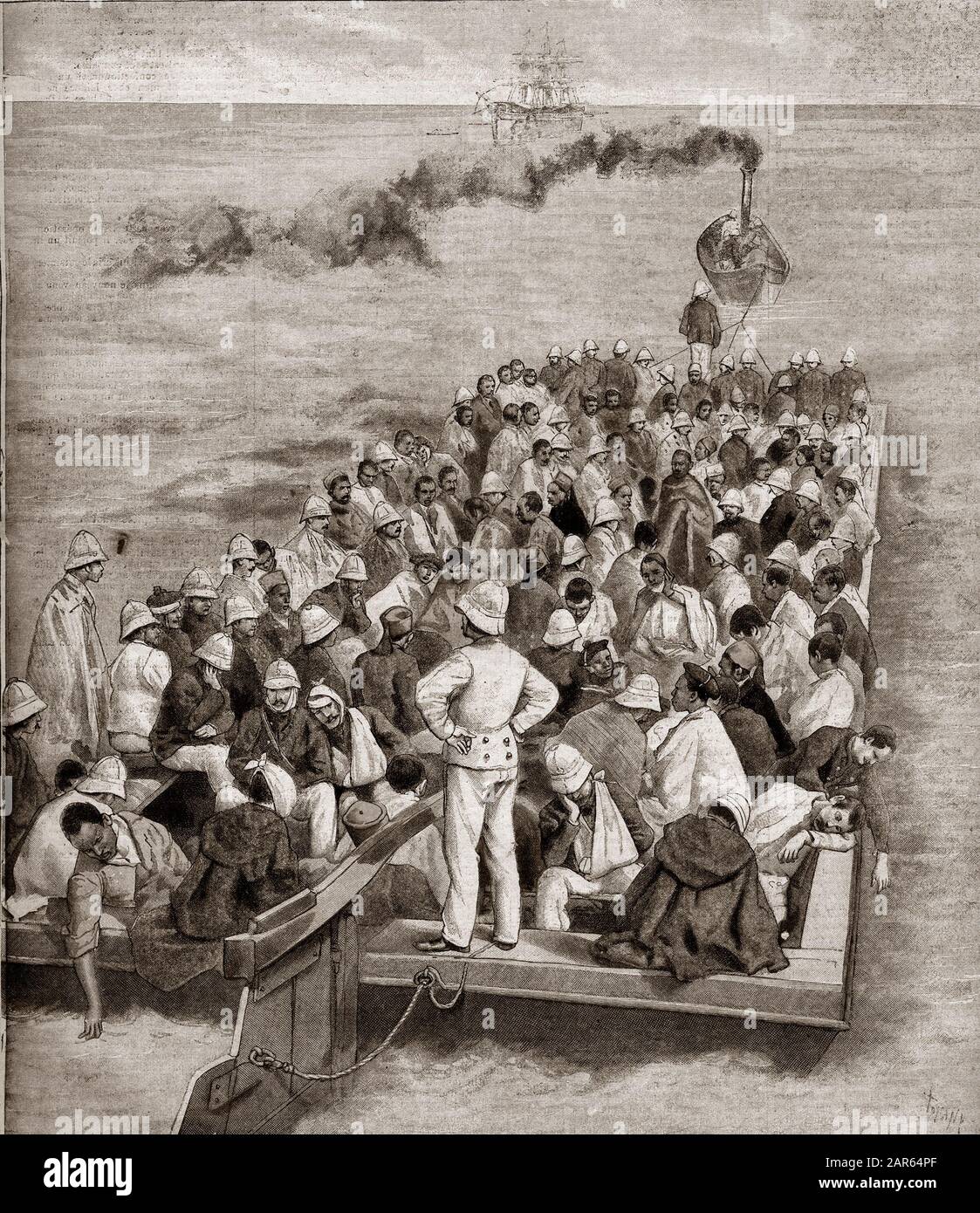 Ejército colonial francés - Eventos en Madagascar: la repatriación de las tropas francesas, la ilustración de "Le Petit Journal", 20 de enero de 1896 Foto de stock