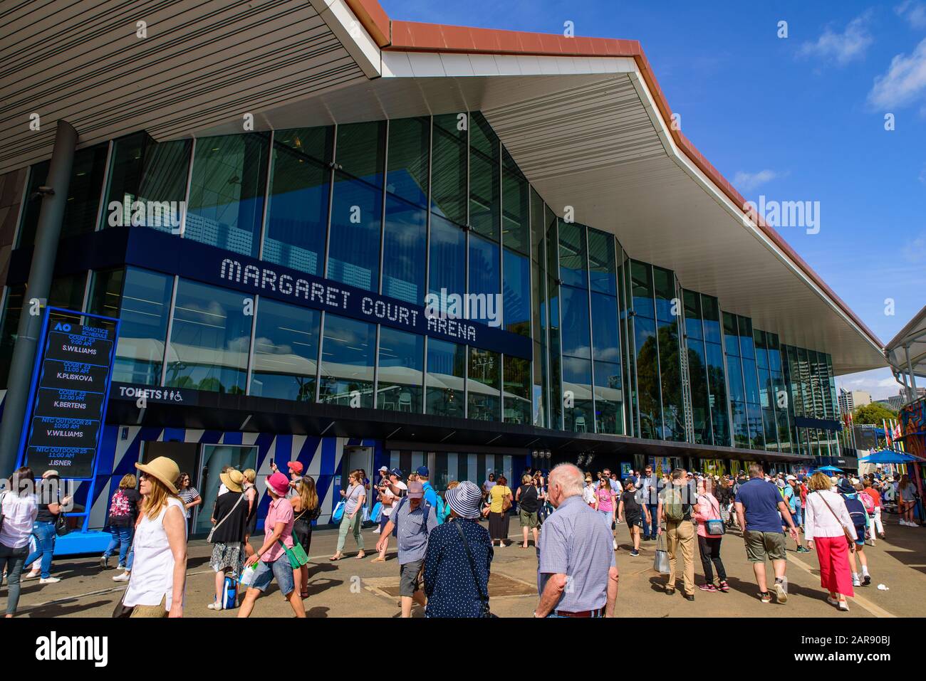 Margaret Court Arena para el Abierto de Australia 2020, un lugar de tenis en Melbourne Park, Melbourne, Australia Foto de stock