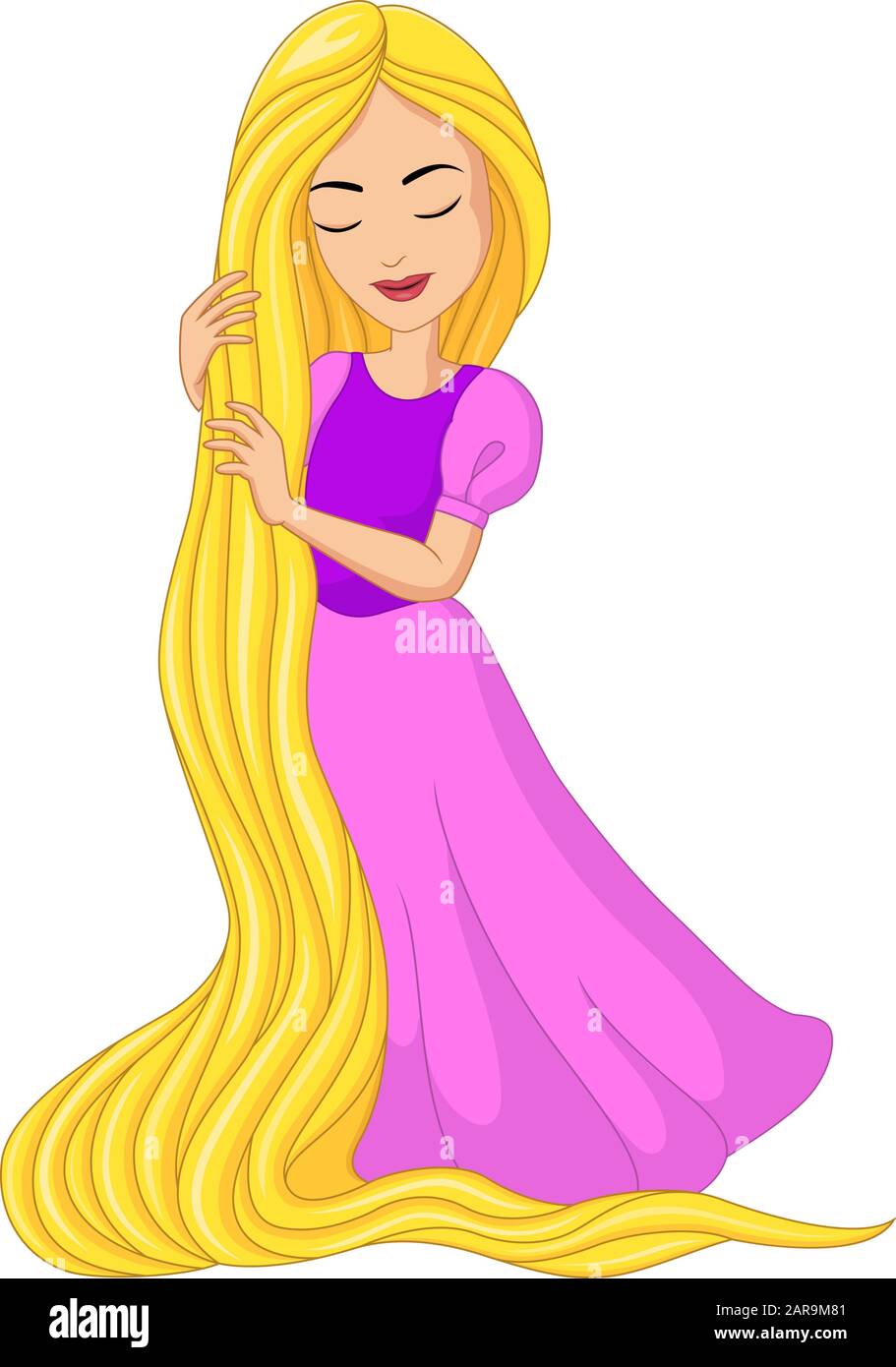 Princesa de dibujos animados rapunzel con pelo largo Imagen Vector de stock  - Alamy