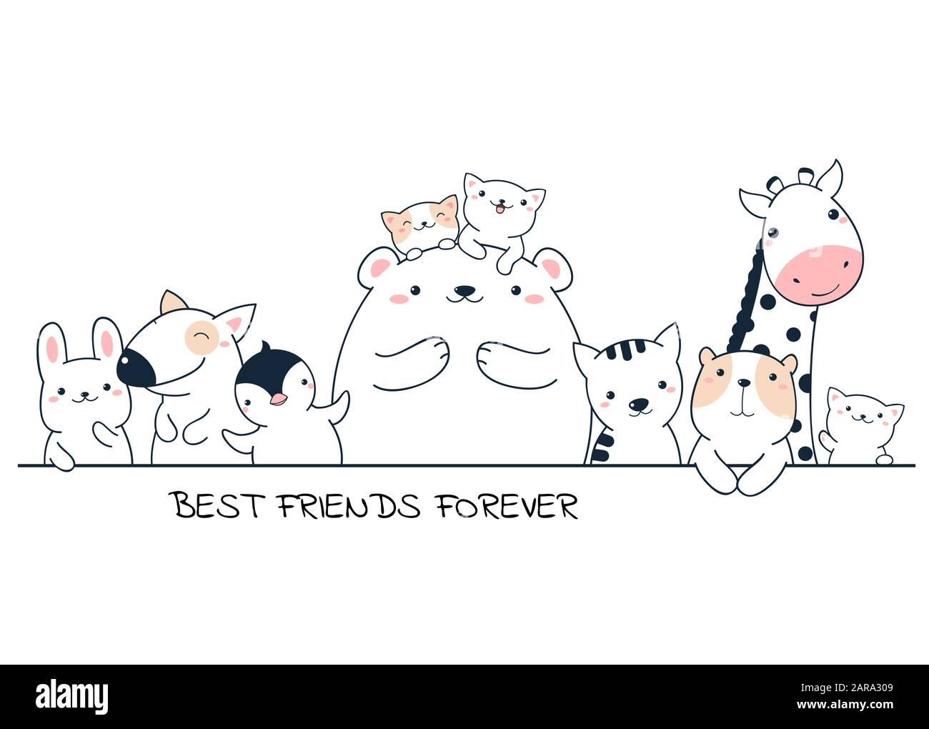 Mejores Amigos Para Siempre P ster Horizontal Con Animales Lindos