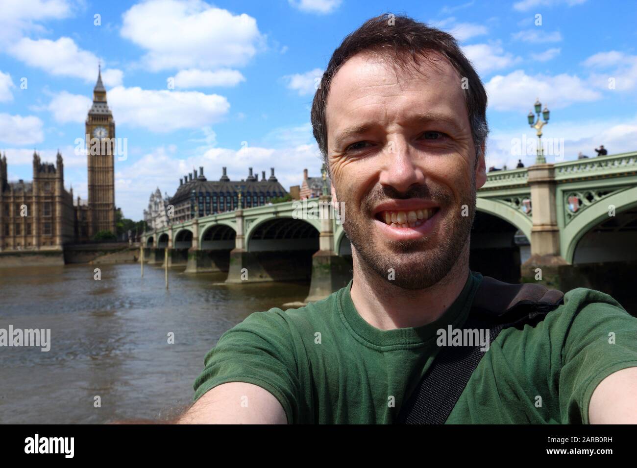 Selfie turística de Londres con el Parlamento y el Big Ben. Foto de stock