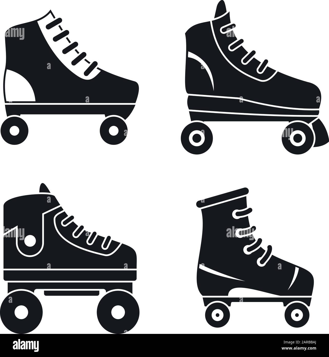Juego de iconos de patines de rodillos cuádruples. El sencillo conjunto de  iconos vectoriales de patines de cuatro rodillos para el diseño web sobre  fondo blanco Imagen Vector de stock - Alamy