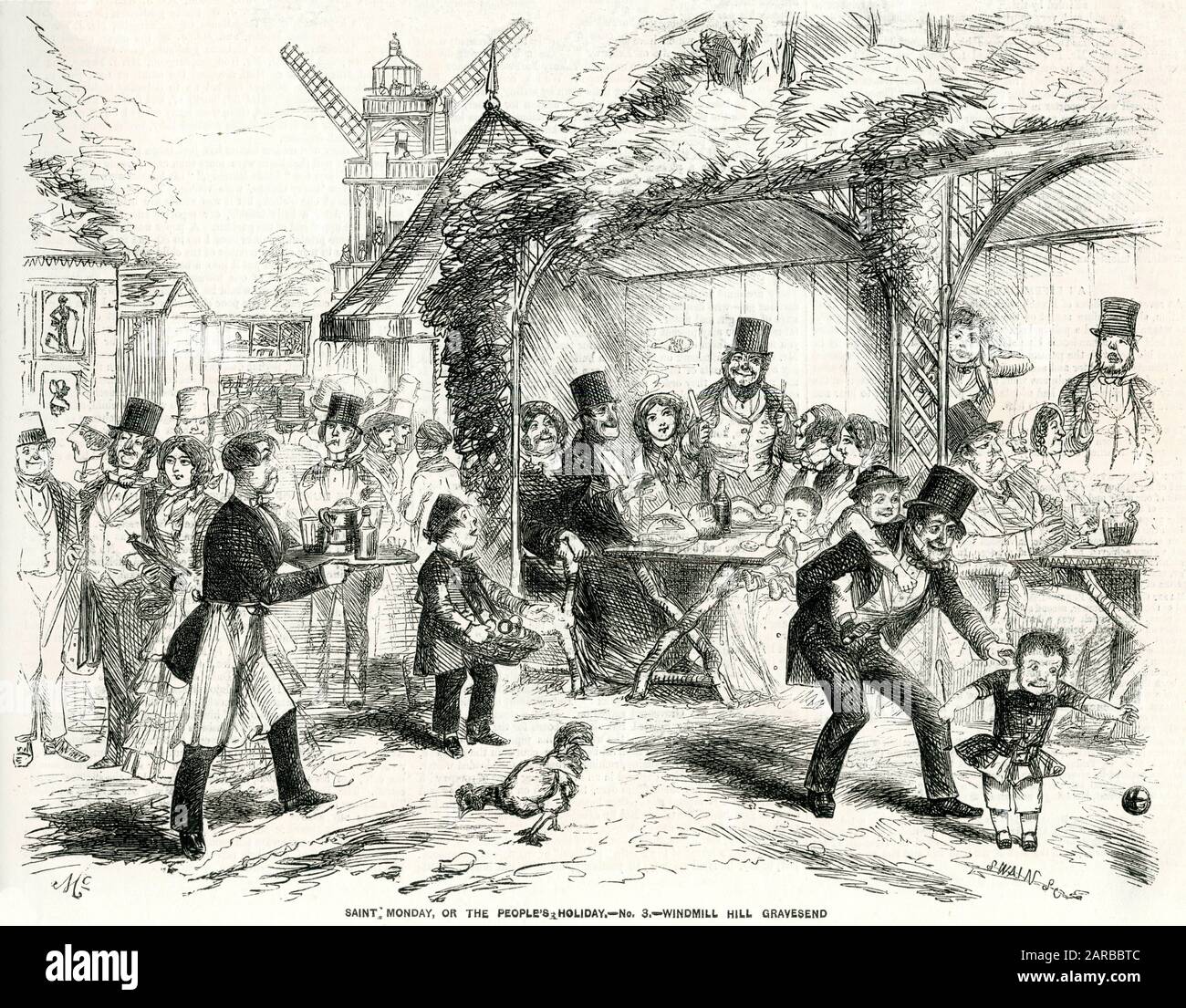 Vacaciones bancarias en agosto en Windmill Hill, Gravesend. Fecha: 1855 Foto de stock