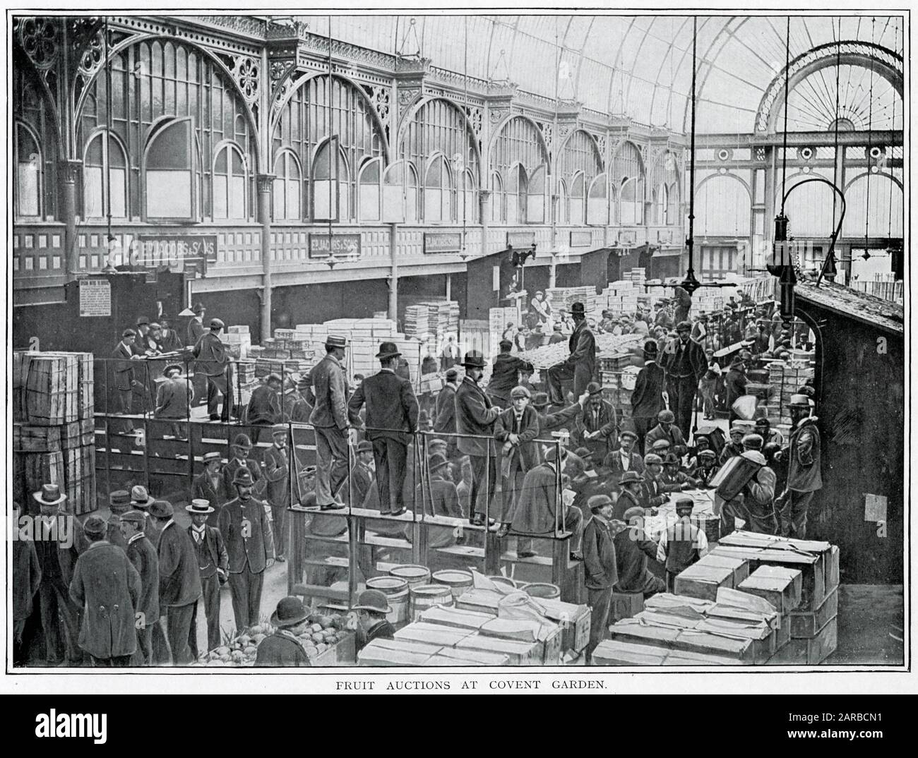 Subastas de frutas en Covent Garden 1900 Foto de stock