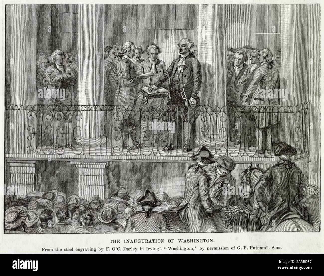 George Washington Inaugurado Como Presidente Fecha: 1789 Foto de stock