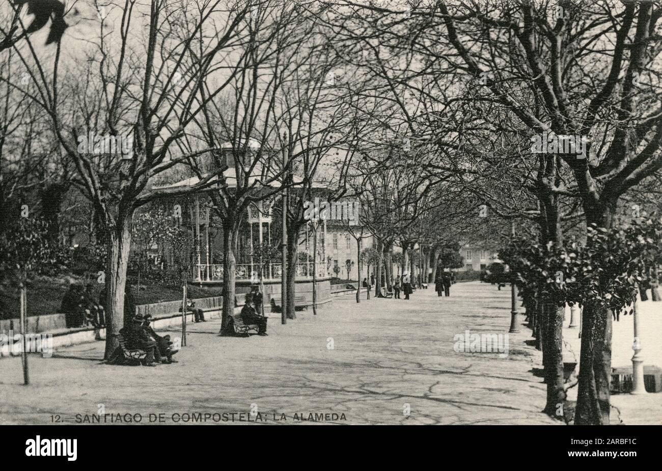 Santiago De Compostela, España - La Alameda. Fecha: Alrededor de 1910s Foto de stock