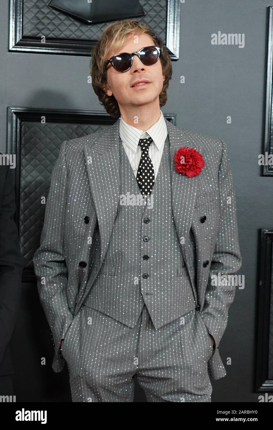 Los ANGELES, CA - ENERO 26: Beck en los 62º Premios Grammy en el Staples Center en los Angeles, California el 26 de enero de 2020. Crédito: Tony Forte/Mediapunch Foto de stock