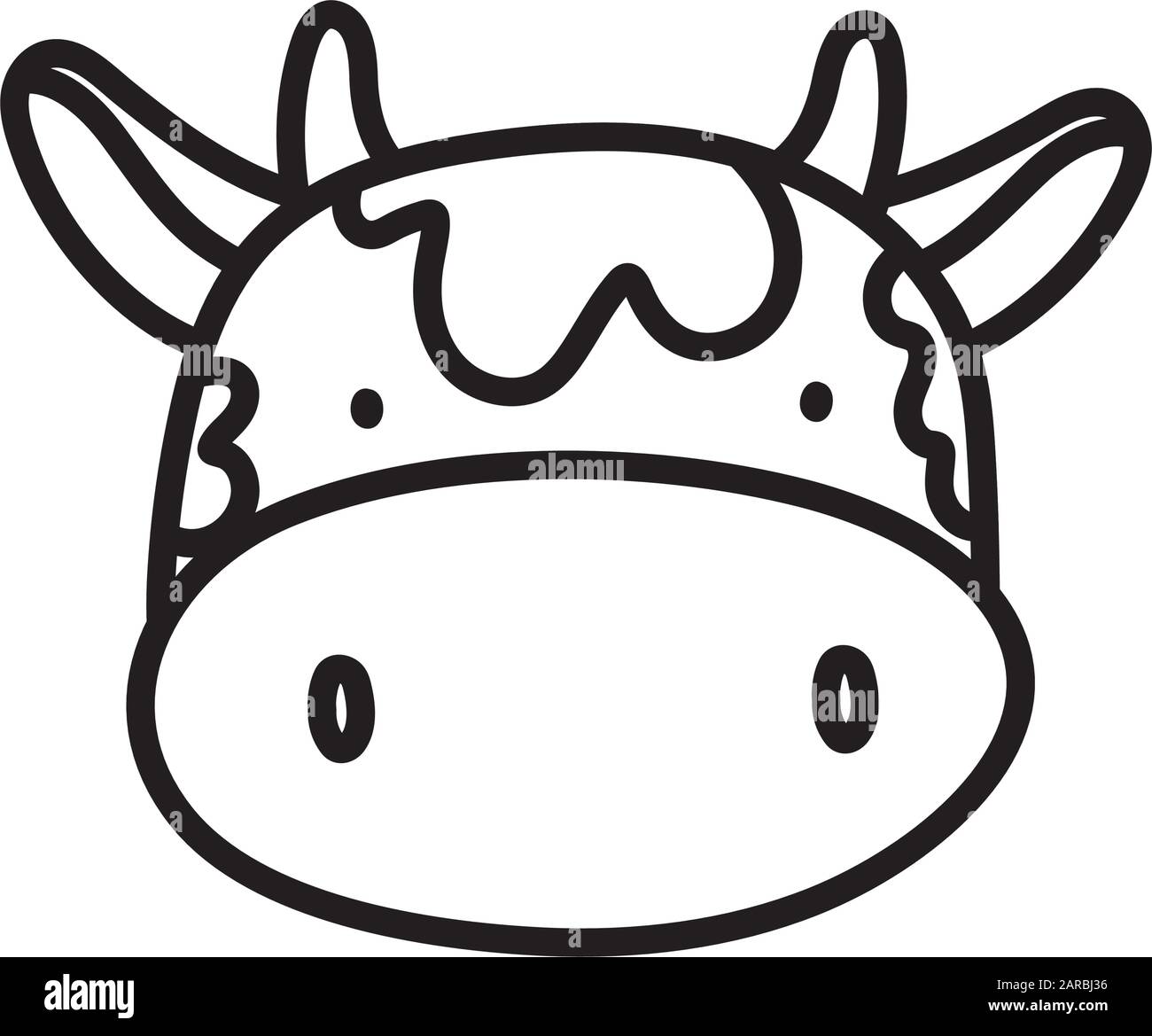coqueta vaca cara ganado granja animal dibujo animado vector ilustración  gruesa línea Imagen Vector de stock - Alamy