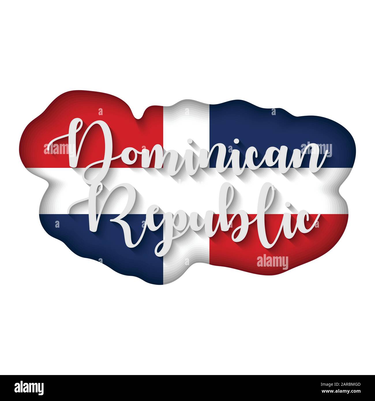 República Dominicana con letras sobre la bandera, ilustración vectorial, bandera internacional Ilustración del Vector