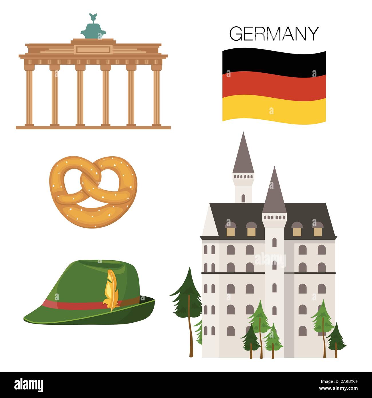 Conjunto de atributos famosos de Alemania. Ilustración vectorial de dibujos  animados Imagen Vector de stock - Alamy