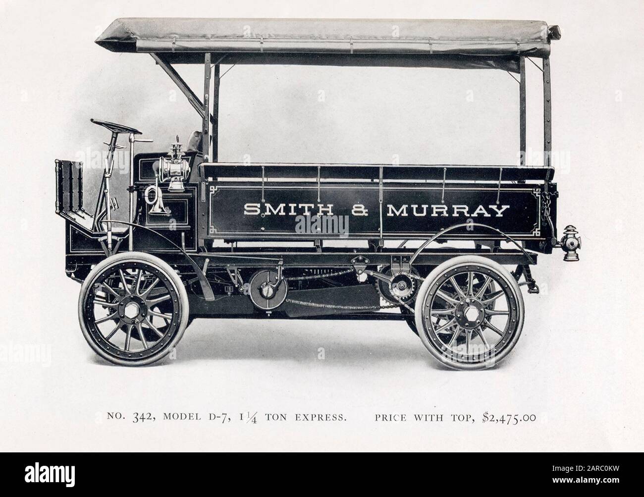 Knox Vintage Commercial Cars, Vans & Trucks, No 342, Modelo D-7, 1 1/4 Ton Express Van, Camión, Ilustración, 1909 Foto de stock