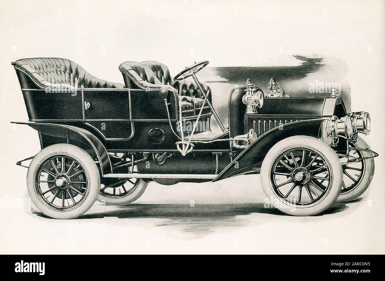 Buick Modelo F, Vintage Auto illustration, 1909 Foto de stock