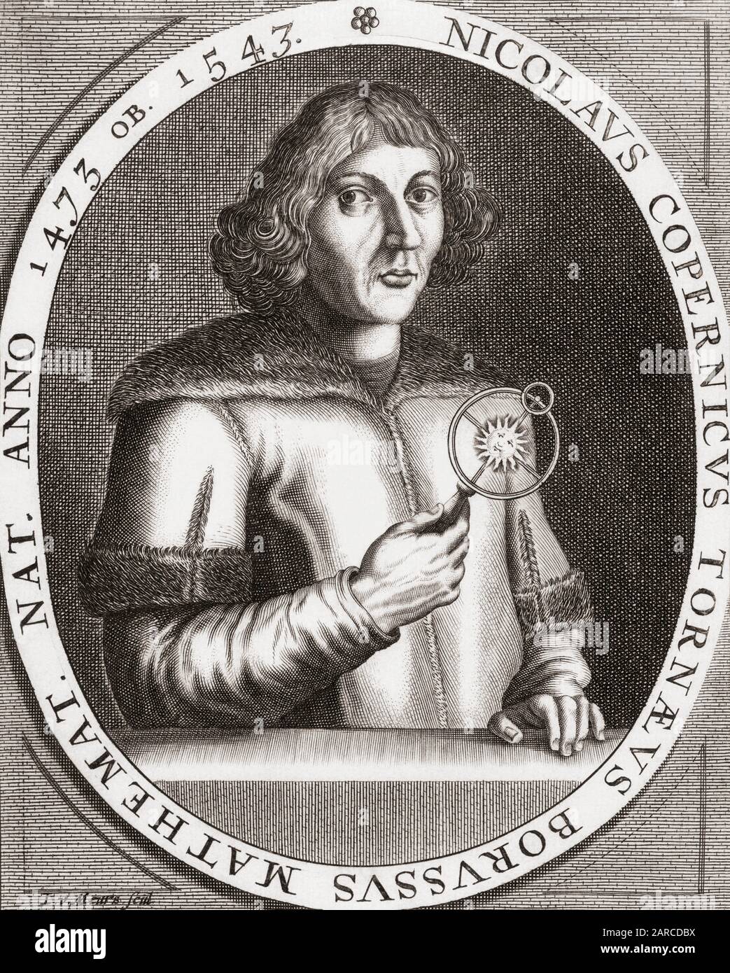 Nicolaus Copernicus, 1473 – 1543. Polimmath de la época renacentista polaca, matemático, astrónomo, médico, erudito clásico, traductor, gobernador, diplomático y economista. Foto de stock