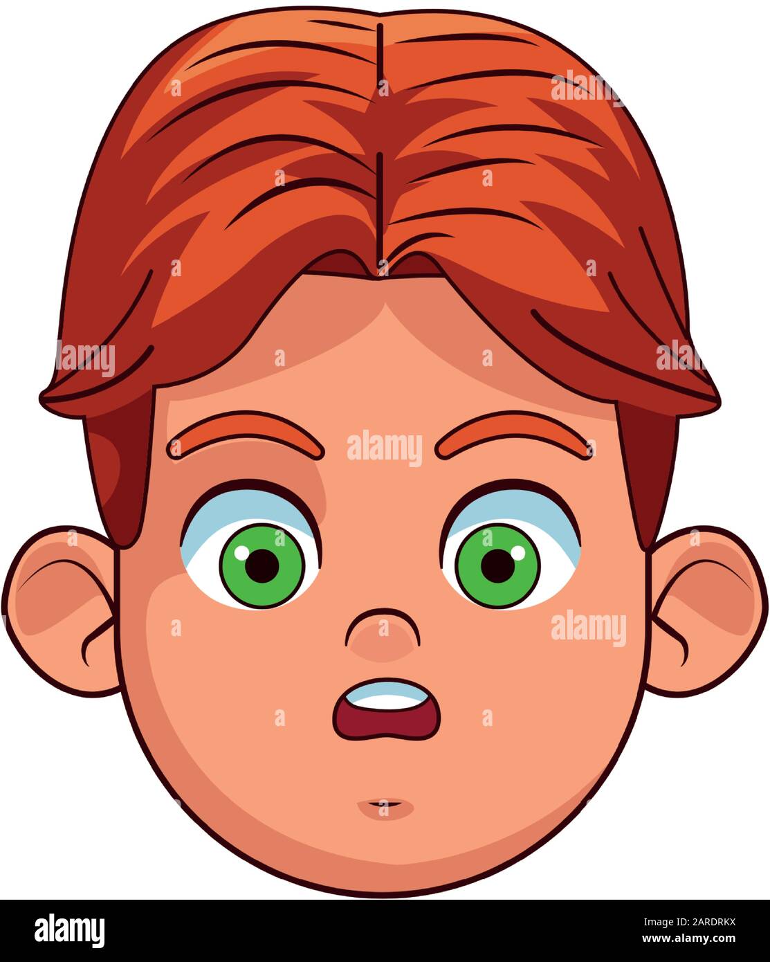 hombre de dibujos animados con expresión de miedo, diseño colorido