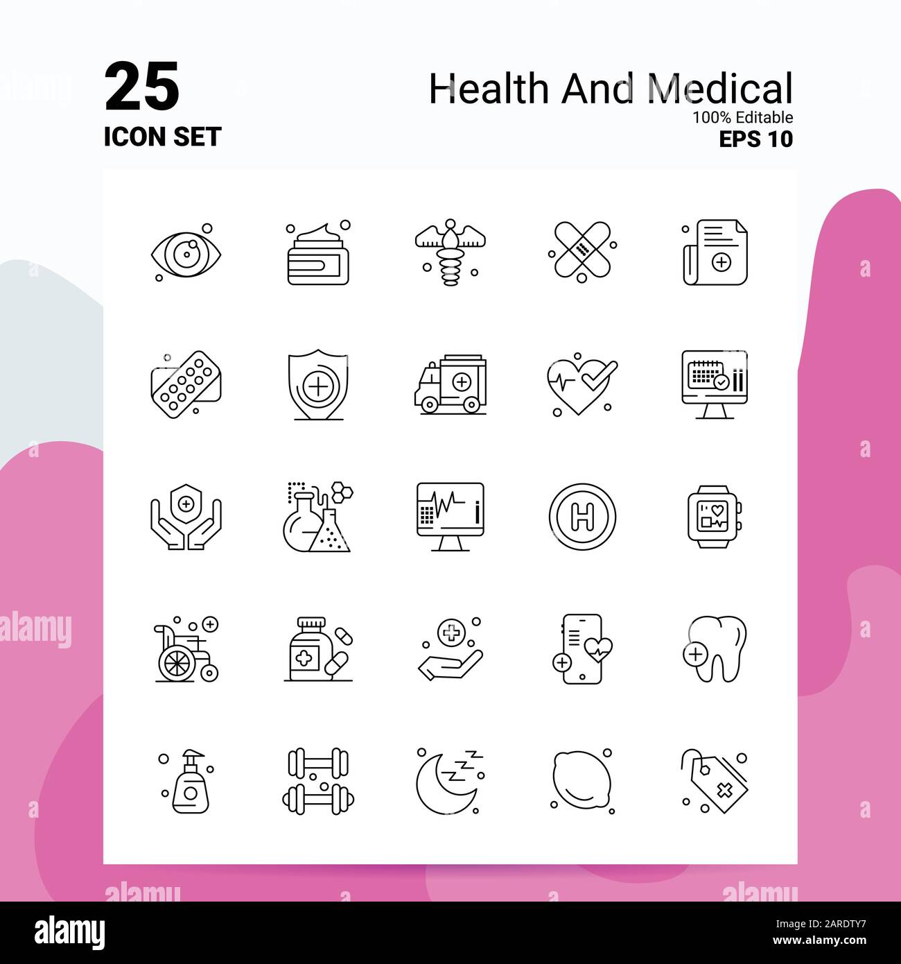 25 Conjunto De Iconos Médicos Y Sanitarios Archivos Eps 10 Editables Al 100 Concepto De 8822