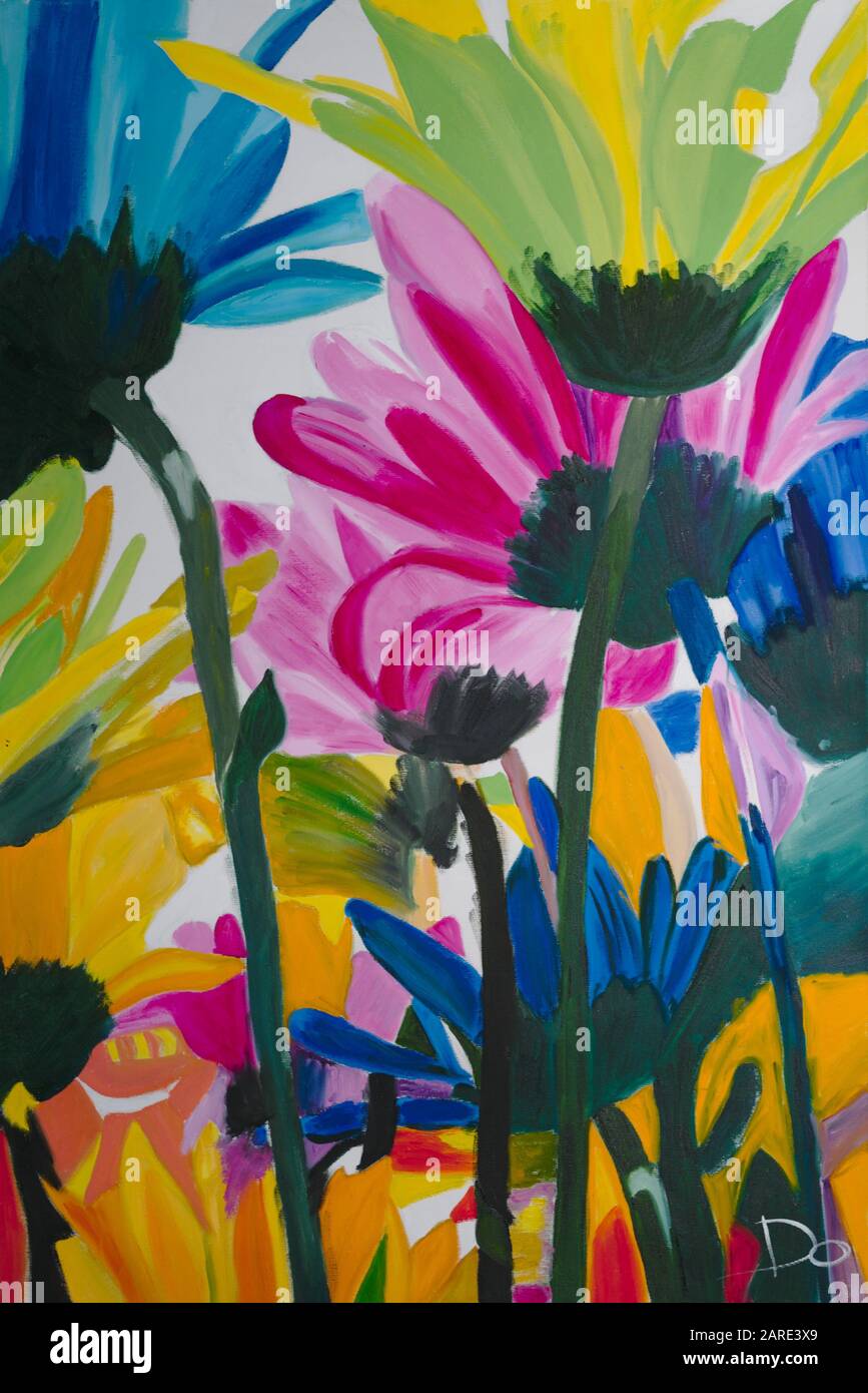 Óleo sobre lienzo, pintura de flores y vida Fotografía de stock - Alamy
