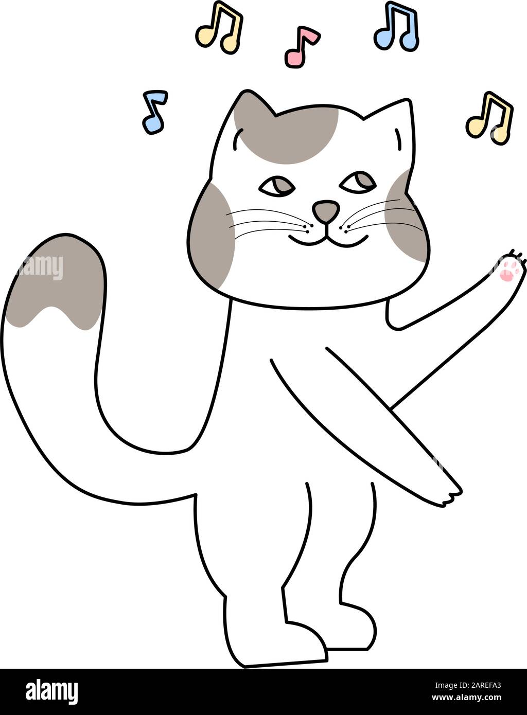 Lindo gato bailando en estilo dibujado a mano, personaje divertido de  dibujos animados de Cute animal Imagen Vector de stock - Alamy