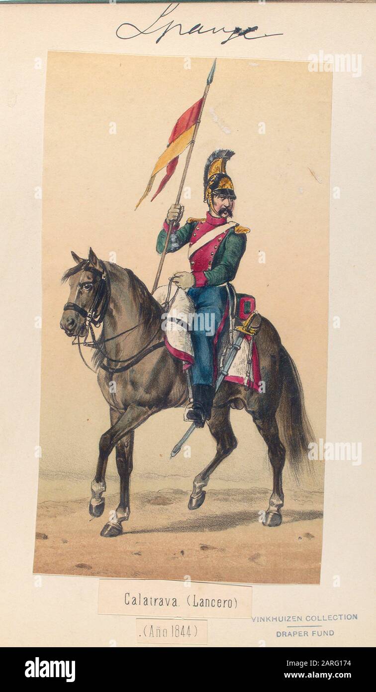 Calatrava (Lancero). 1844. Vinkhuijzen, Hendrik Jacobus (Coleccionista). Colección Vinkhuijzen de uniformes militares España, 1836-1844. Fecha Foto de stock