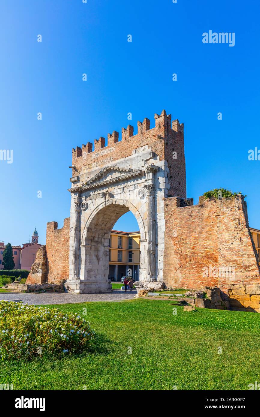 Arco De Augusto, Rimini, Emilia Romagna, Italia, Europa Foto de stock