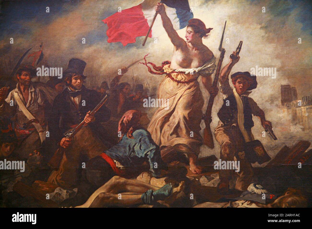 La Libertad Que Dirige Al Pueblo. Pintura De Eugène Delacroix. 1830 Foto de stock