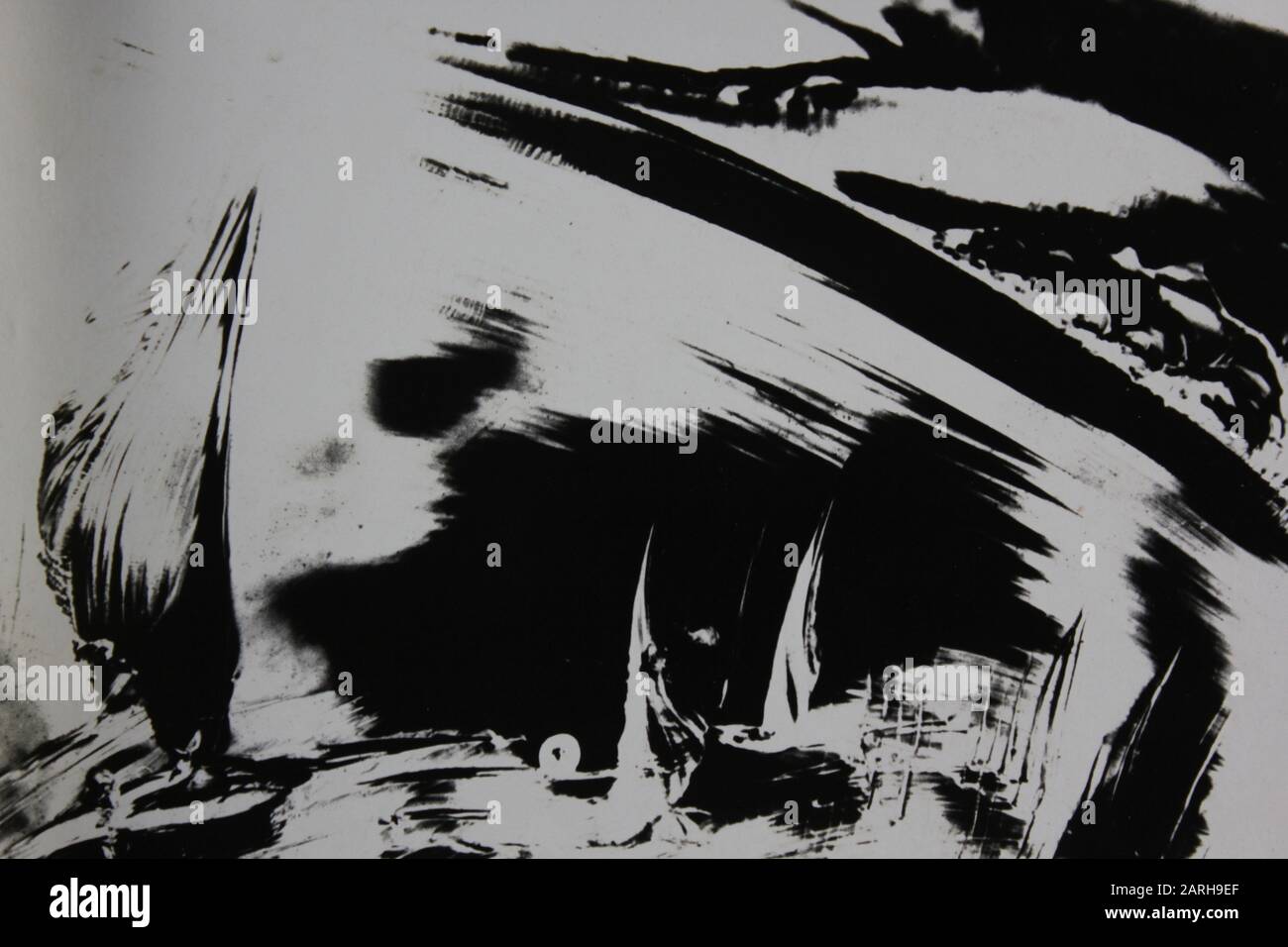 Fotografía abstracta extrema blanca y negra de los años setenta Foto de stock