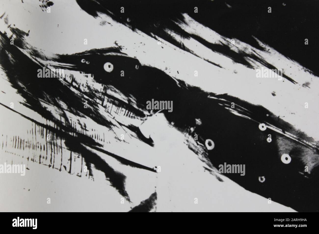 Fotografía abstracta extrema blanca y negra de los años setenta Foto de stock