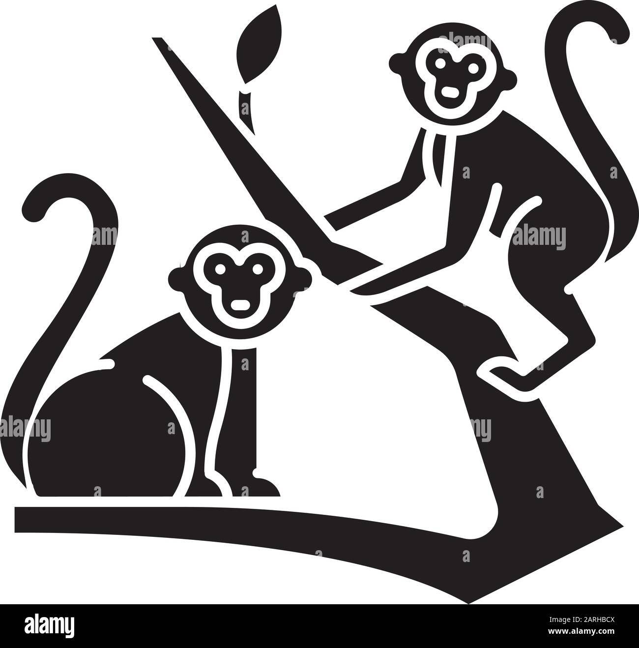 Icono de color amarillo mono. Animales de campo tropical