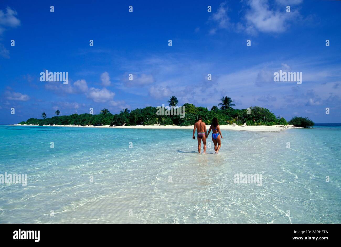Isla Luna De Miel, Insel Rangali, Ari-Atoll, Maldivas, Océano Índico Foto de stock
