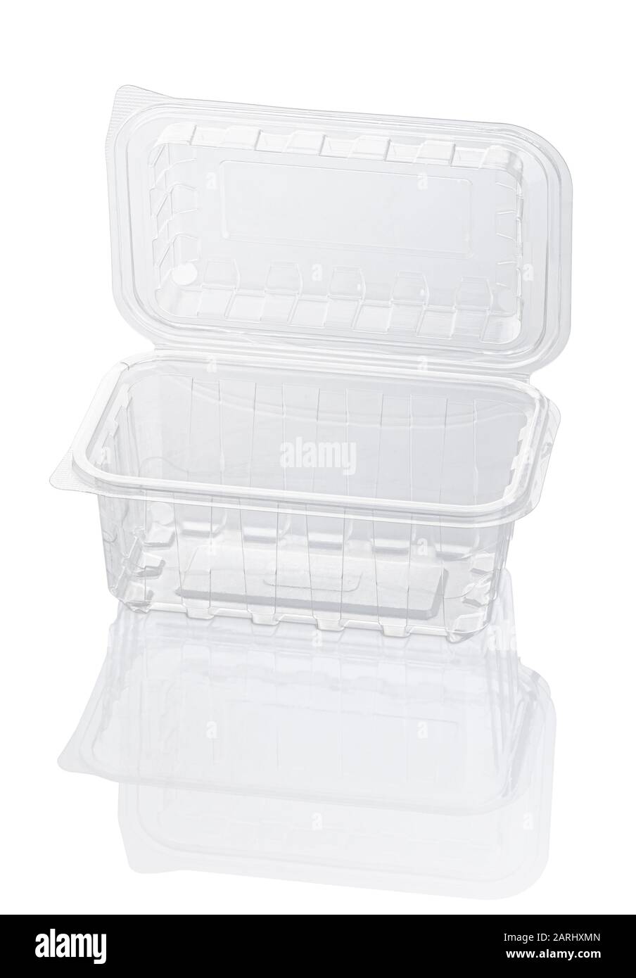 Vaciar el recipiente de plástico transparente para alimentos blanco con la ruta de corte Fotografía de stock - Alamy