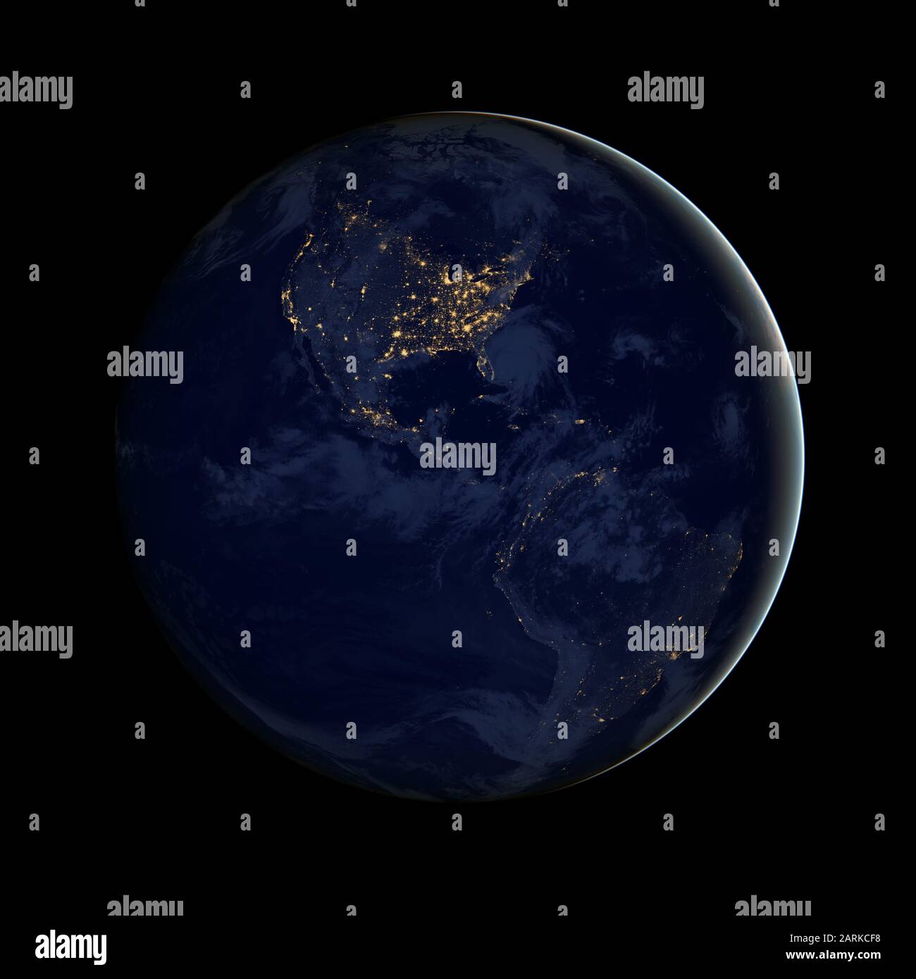 América del Norte y del Sur por la noche, 11 de diciembre de 2019, por NASA/DPA Foto de stock