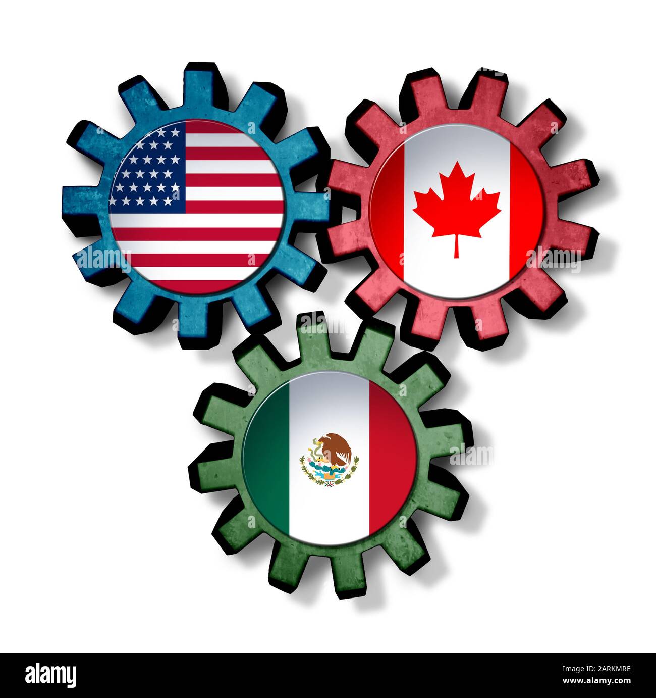 USMCA concepto de negocio pacto comercial como Estados Unidos Canadá y México América del Norte acuerdo económico. Foto de stock