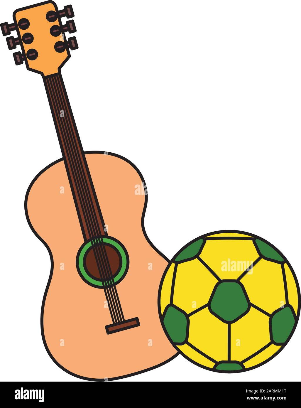 fútbol de pelota deportiva con icono de guitarra aislada Imagen Vector de  stock - Alamy