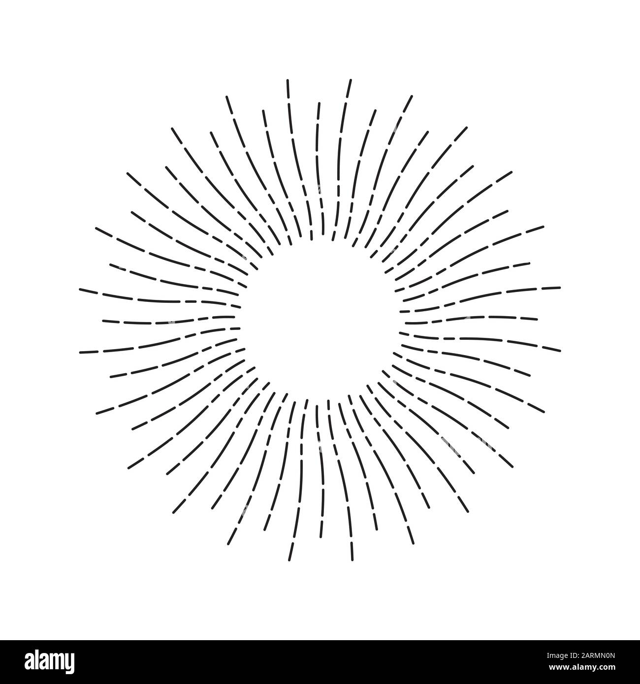 Dibujo lineal de luz solar. Perfile el sol en estilo vintage. Sol aislado sobre fondo blanco. Símbolo de sol estilizado retro con rayos ondulados. Vector Ilustración del Vector