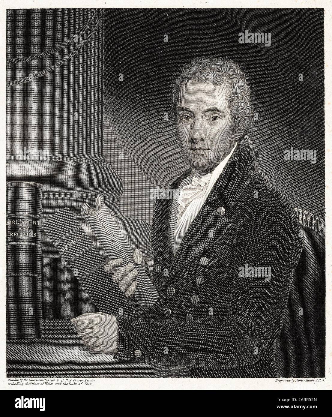 William Wilberforce (1759-1833), abolicionista británico antiesclavitud, grabado de retratos 1807 Foto de stock