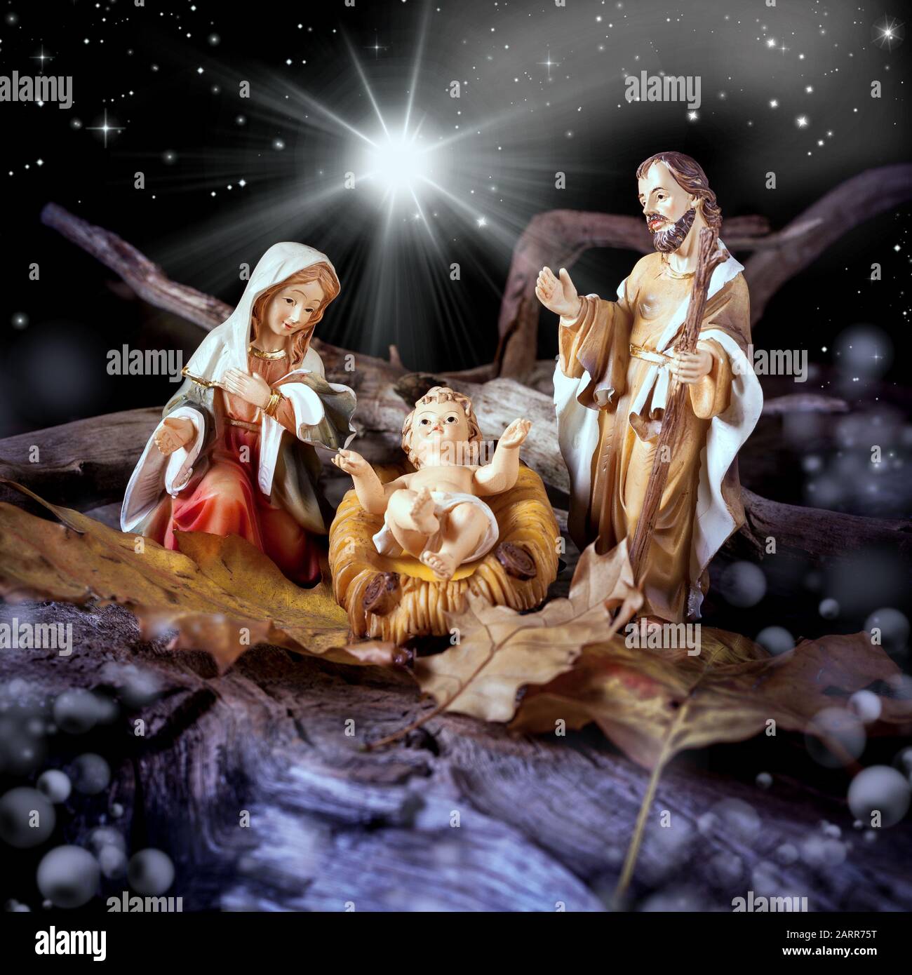 Escena de la Natividad - todavía la vida cerca Foto de stock