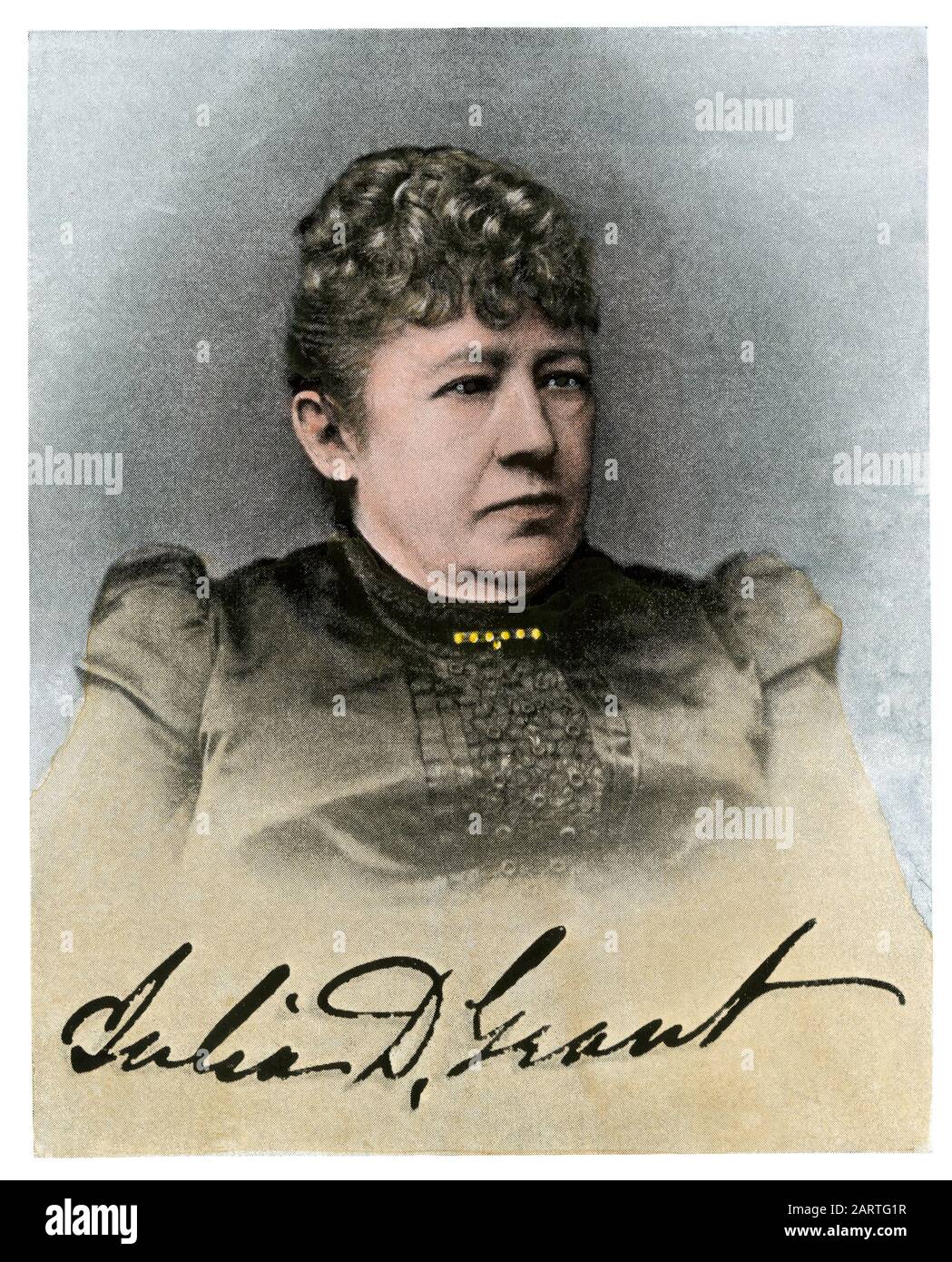 Julia Dent Grant, esposa de U.S. Grant, 1890. Media tinta de color manual de una fotografía Foto de stock