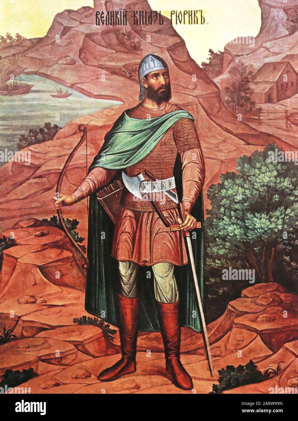 Gran Duque Rurik. Pintura de la Cámara tallada del siglo 19. Foto de stock