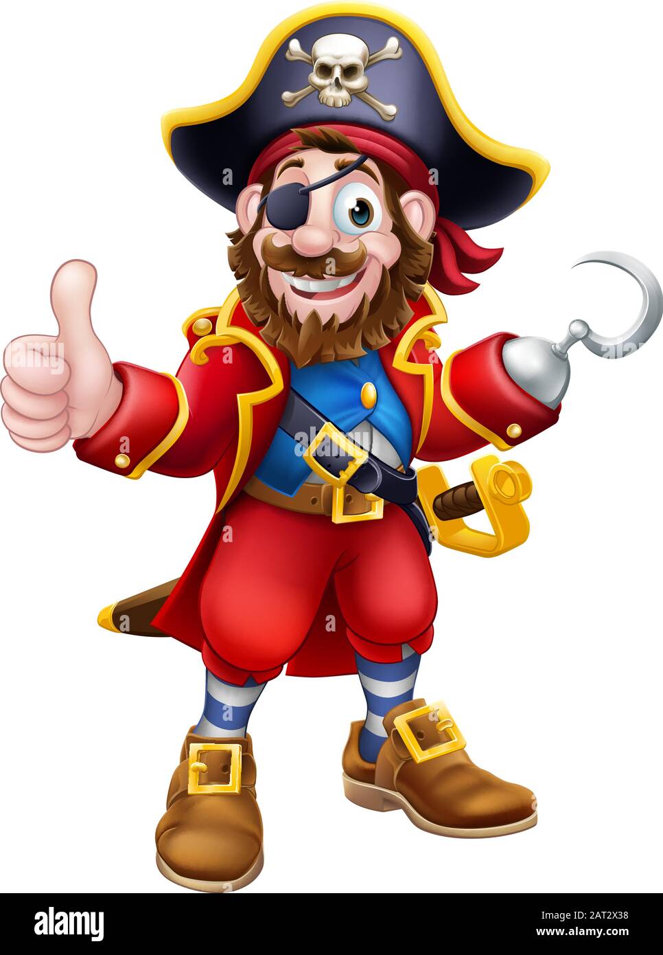 Capitán pirata Cartoon Character mascota Ilustración del Vector
