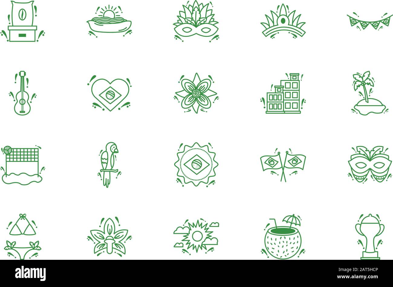 conjunto de iconos brasil Ilustración del Vector