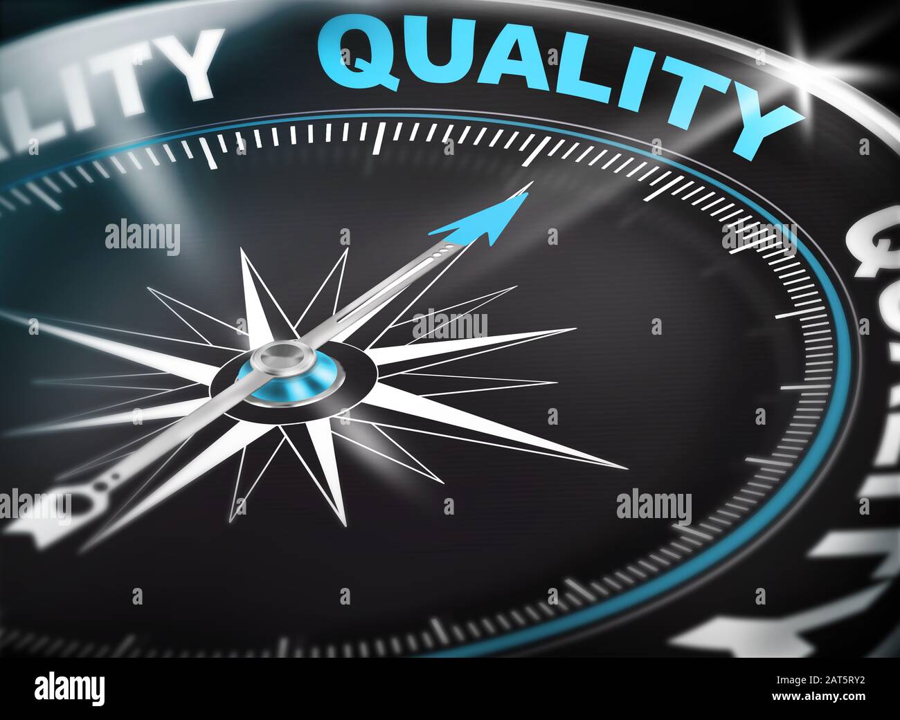 Concepto de garantía de calidad Compass 3d Foto de stock