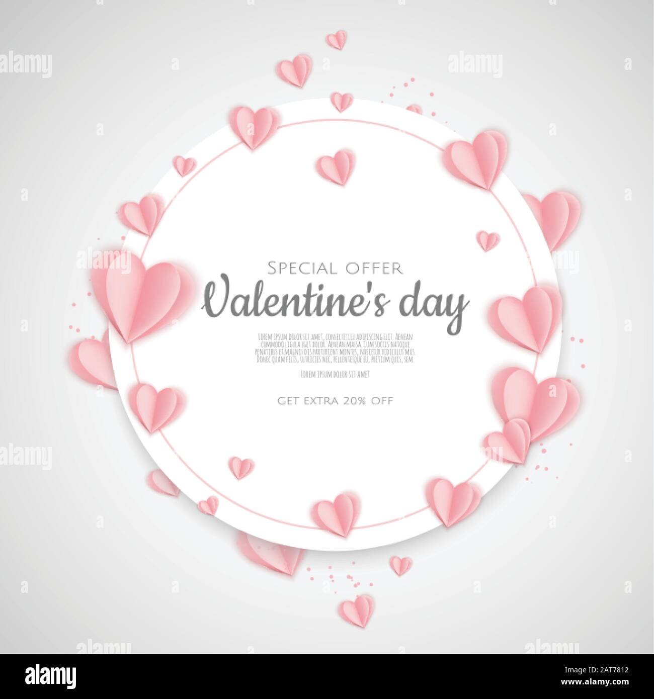 Día de San Valentín con papel corazón. Se puede utilizar para papel tapiz, volantes, invitaciones, carteles, folletos, banners. Ilustración del Vector