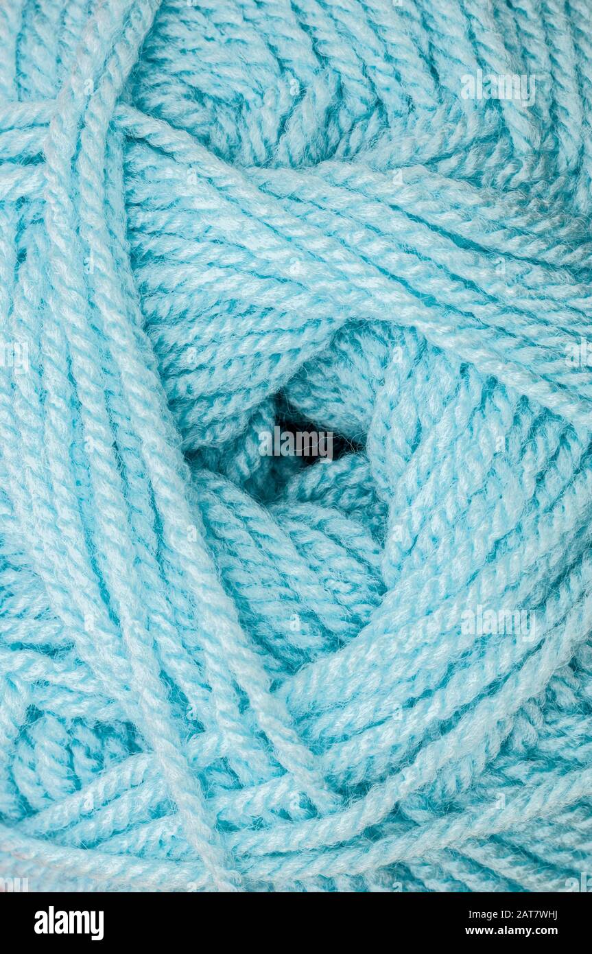 Primer plano de la bola de lana azul Foto de stock