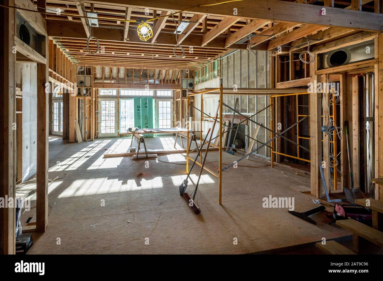 Armazones De Madera Interior De La Construcción De Casas Residenciales, Ee.Uu. Foto de stock