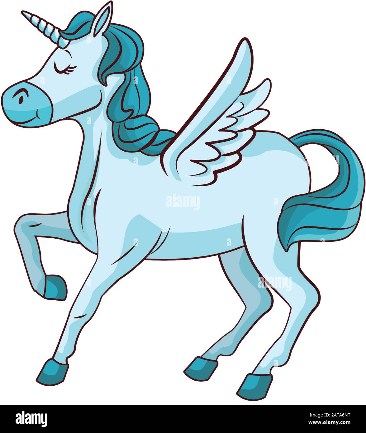caricatura lindo icono azul unicornio Imagen Vector de stock - Alamy