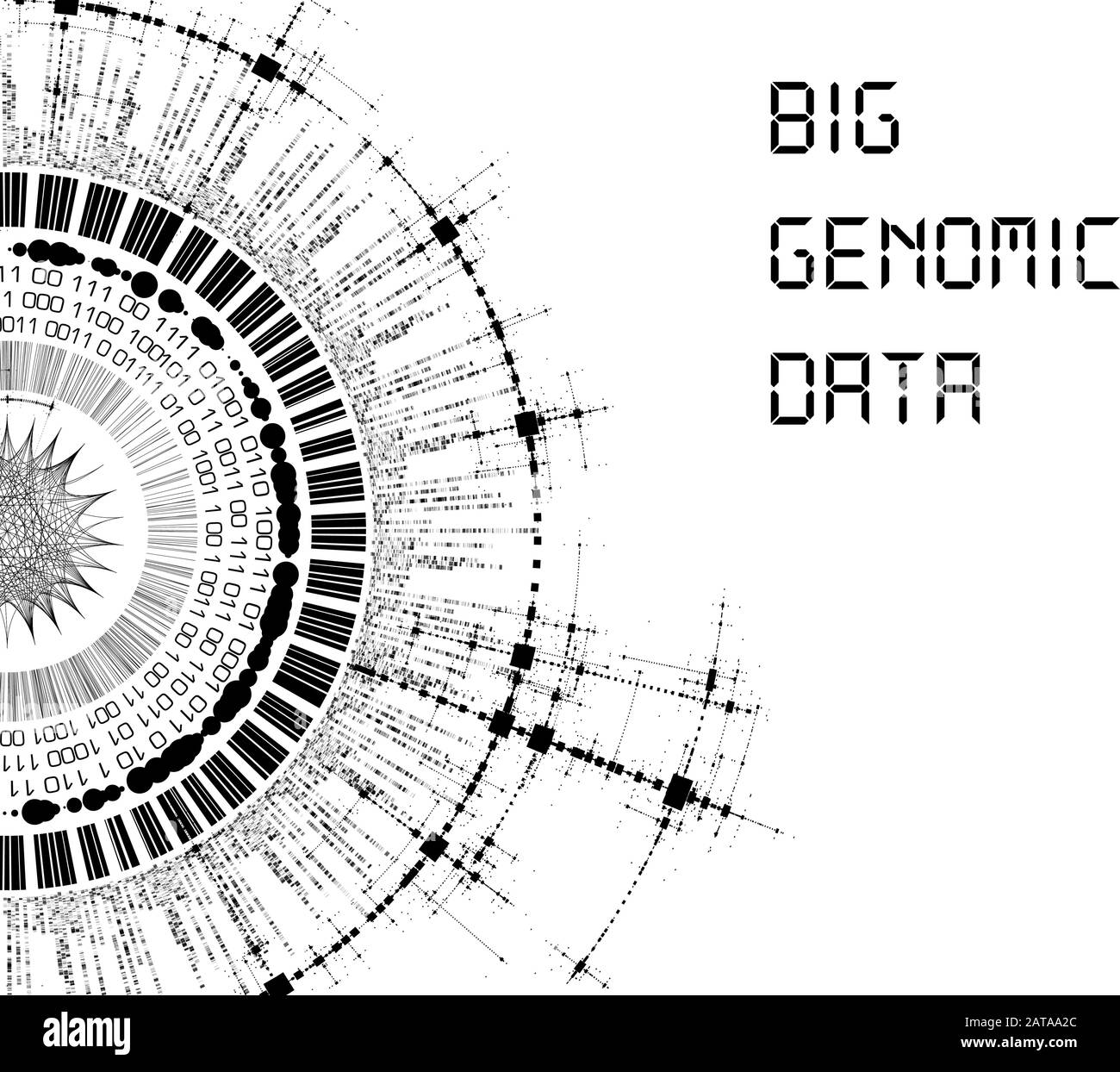 Big Genomic Data Visualization - Dna Test, Barcoding, Genom Map Architecture - Vector Graphic Template Ilustración del Vector