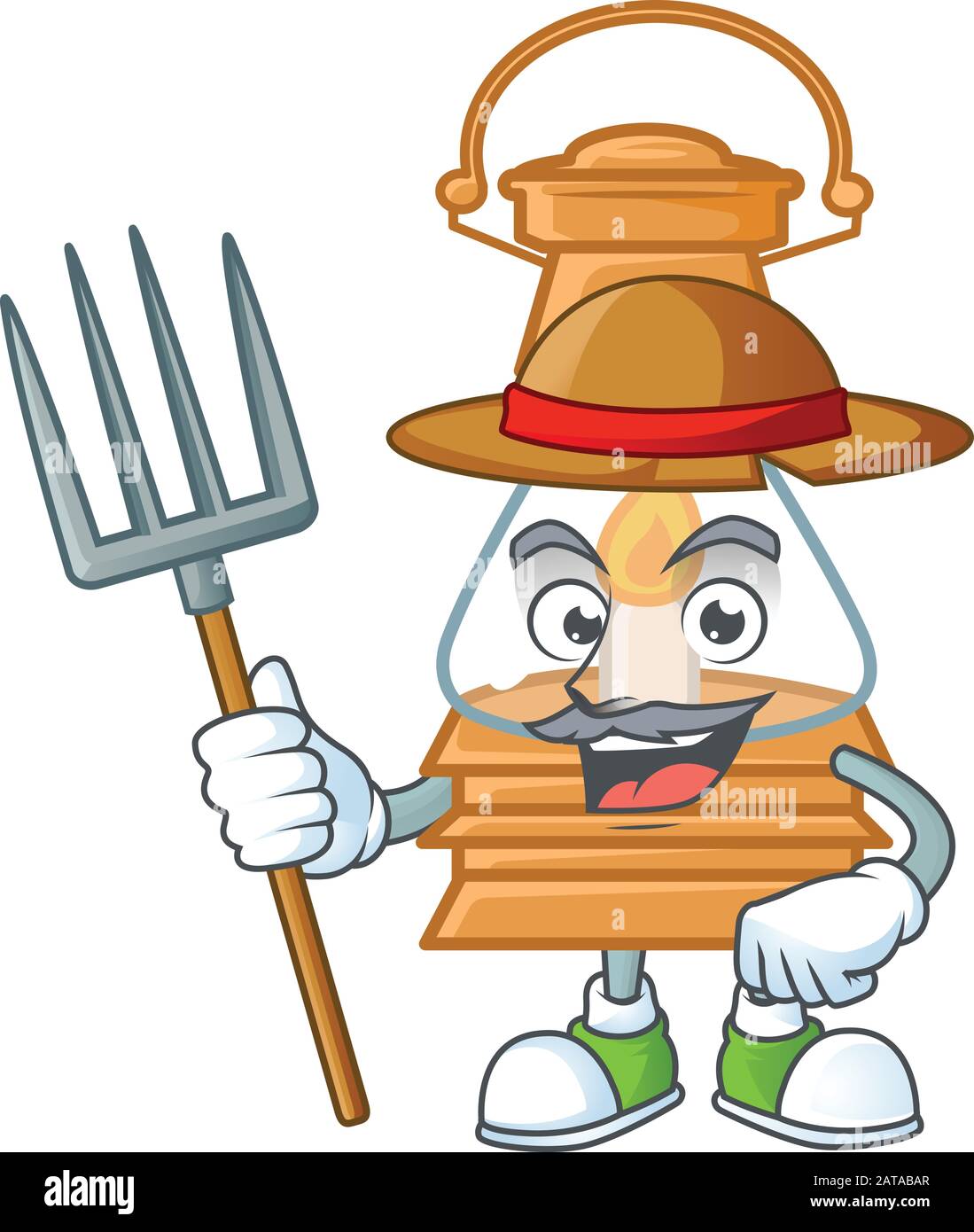 Lindo cazador de aceite lámpara mascota de dibujos animados con sombrero y  herramientas Imagen Vector de stock - Alamy